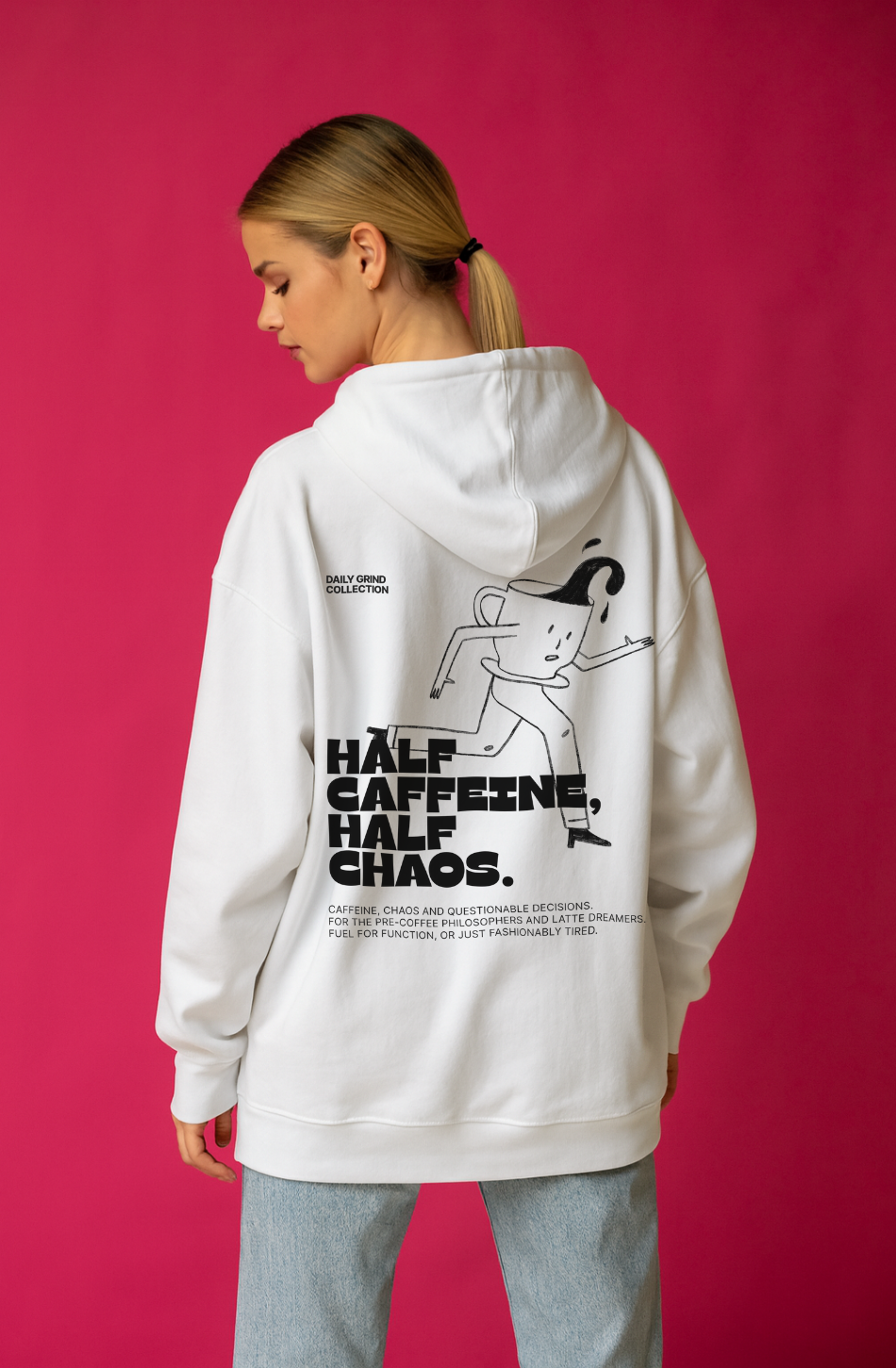 Daily Grind Collection - Half caffeine, half chaos | Hoodie Light - Foodies Gifts – by The Foodies Club 