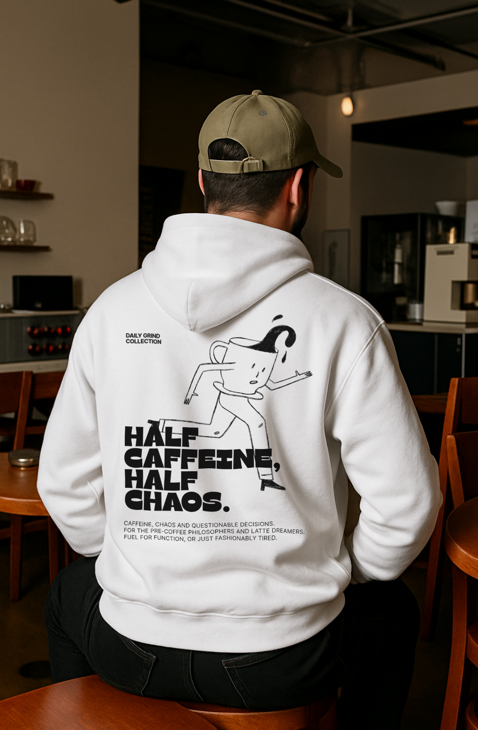 Daily Grind Collection - Half caffeine, half chaos | Hoodie Light - Foodies Gifts – by The Foodies Club 