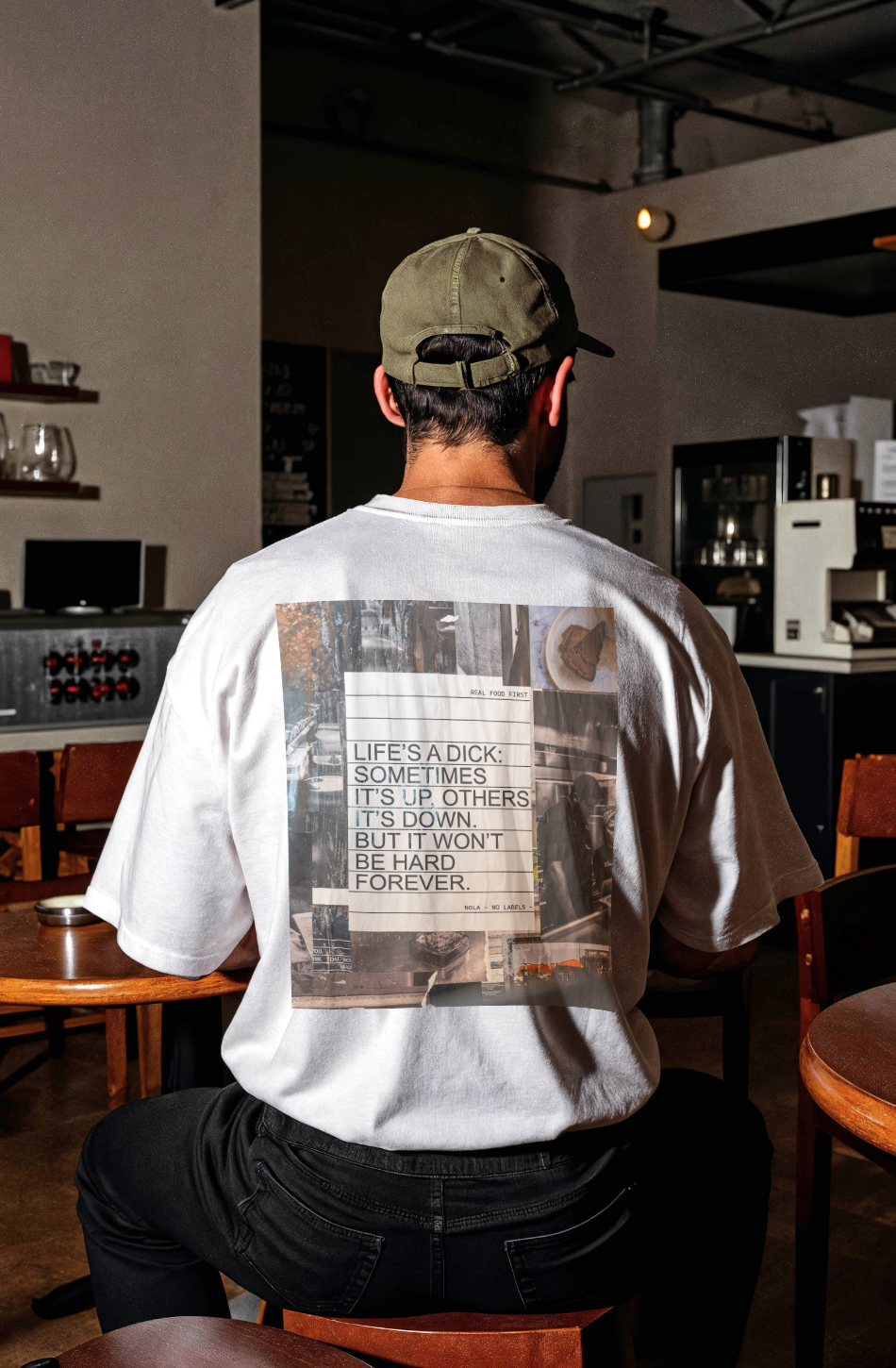 Black T-shirt by Foodies Gifts from The Foodies Club featuring a bold "Life is a Dick" graphic design.